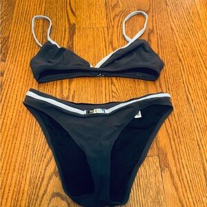 Vintage Moschino Grey Bikini with Blue Trim